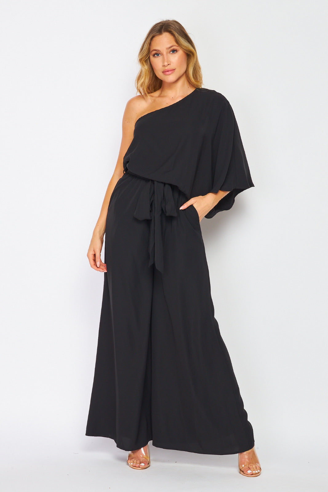 Black One Shoulder Jumpsuit Garage Boutique