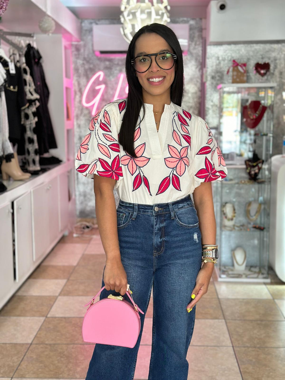 Embroidered Poplin Top