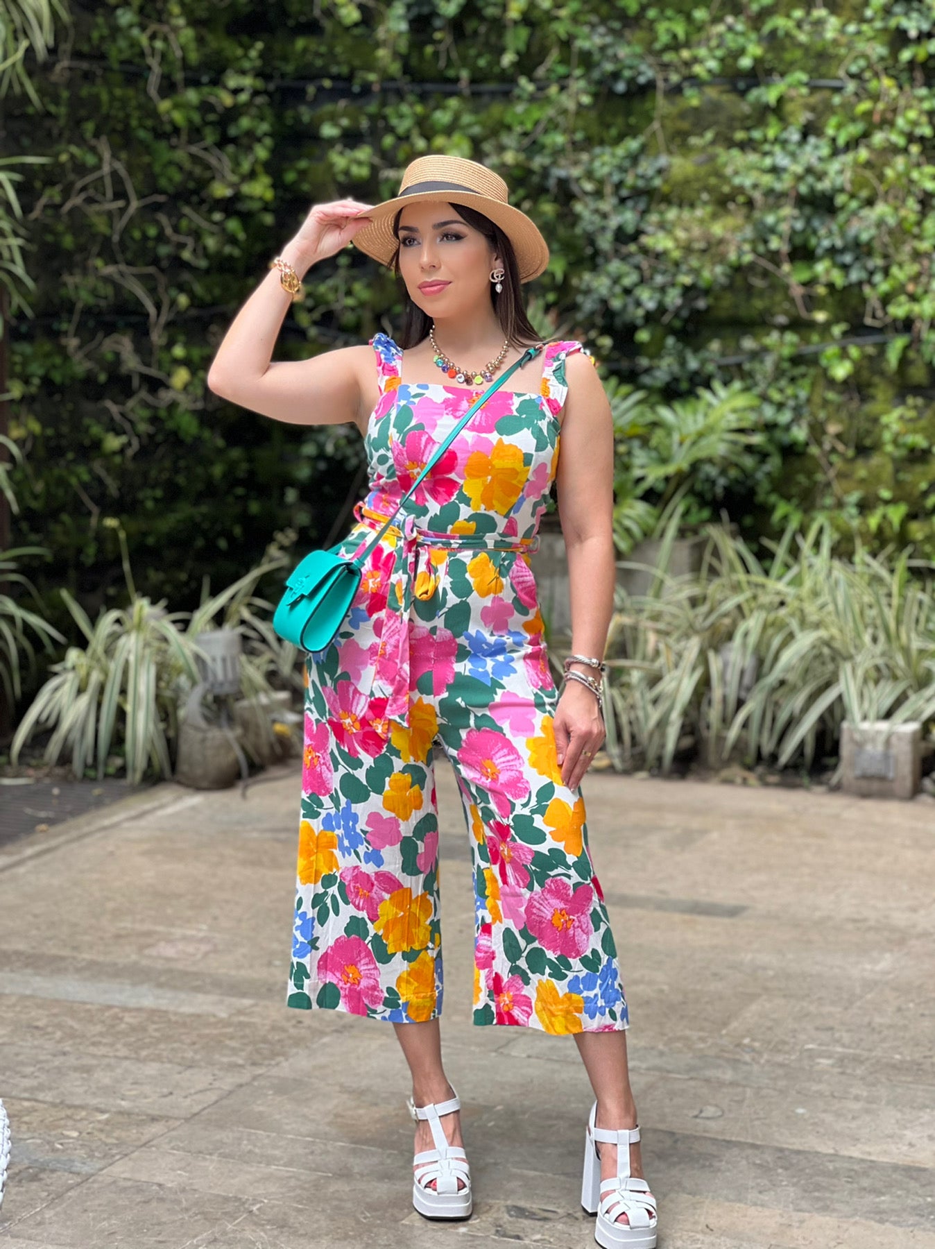 Floral wide leg jumpsuit deals