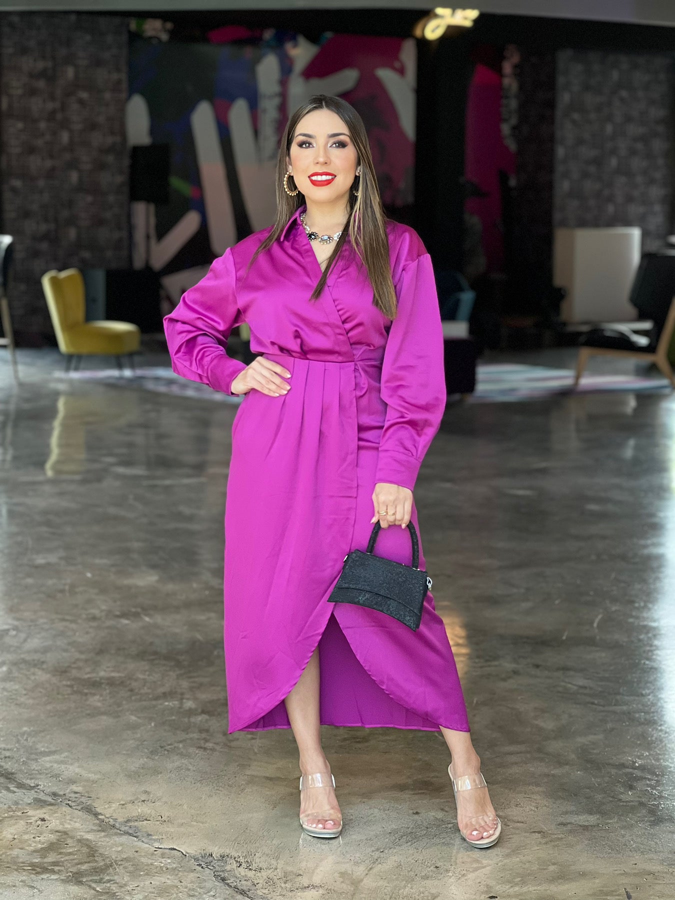 Magenta Midi Dress