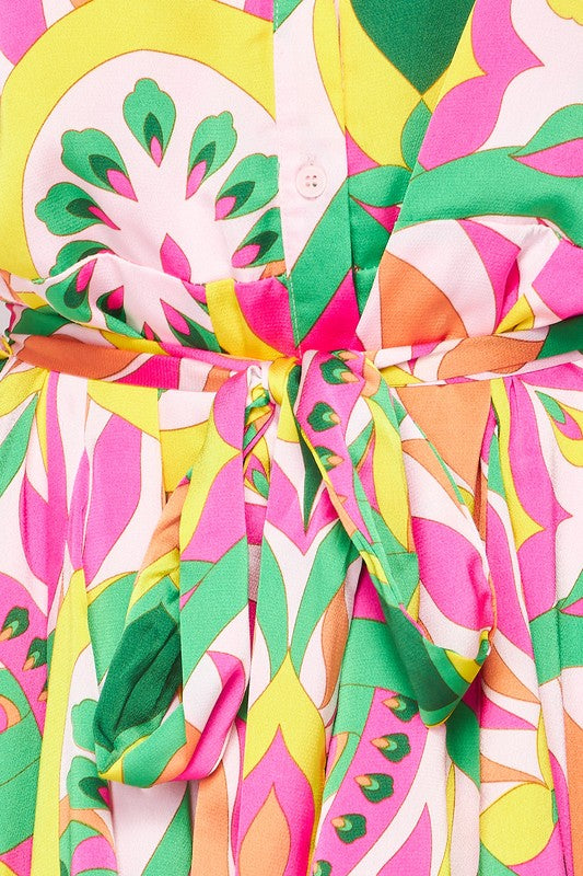 Geographic Print Mini Dress