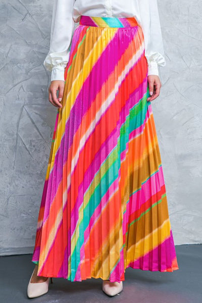 Multi Satin Maxi Skirt