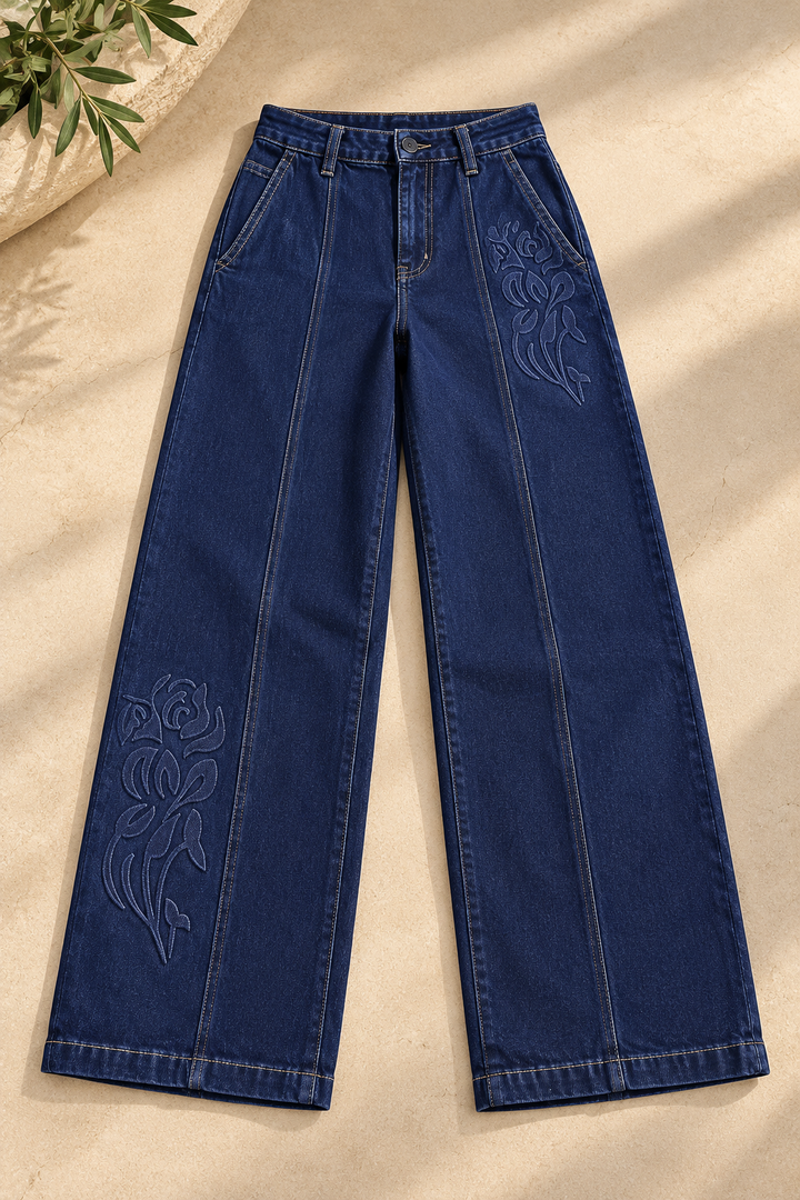 Embroided Darkstone Denim Set