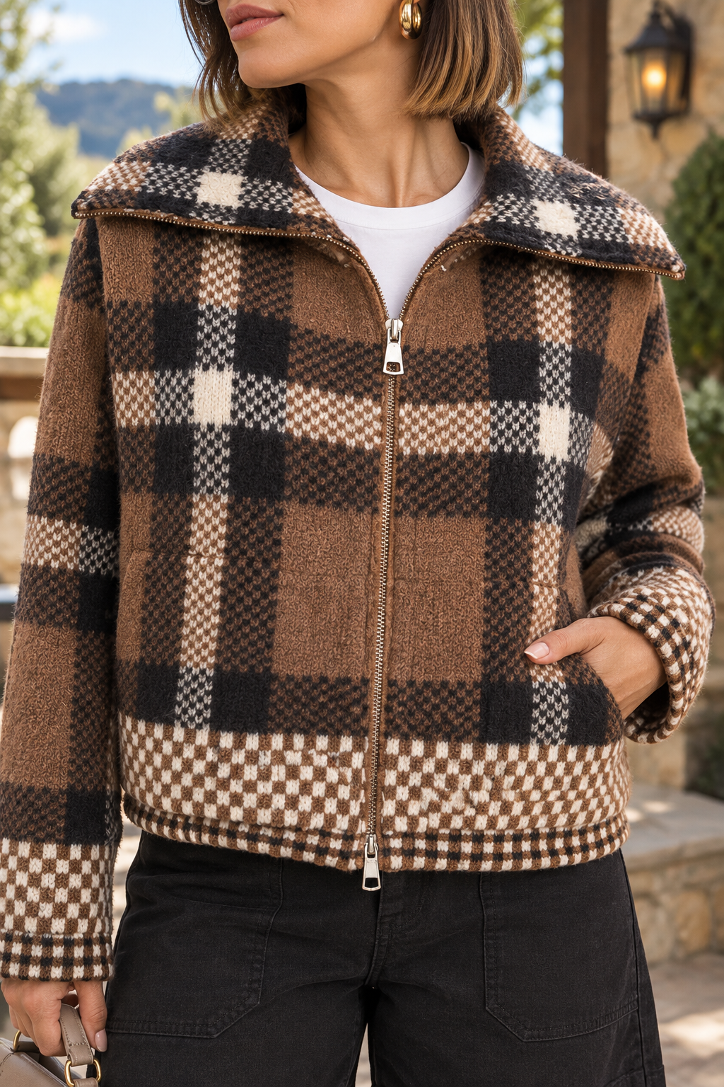 Autumn Checkered Cardigan