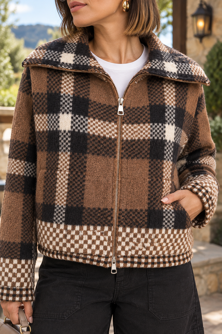 Autumn Checkered Cardigan