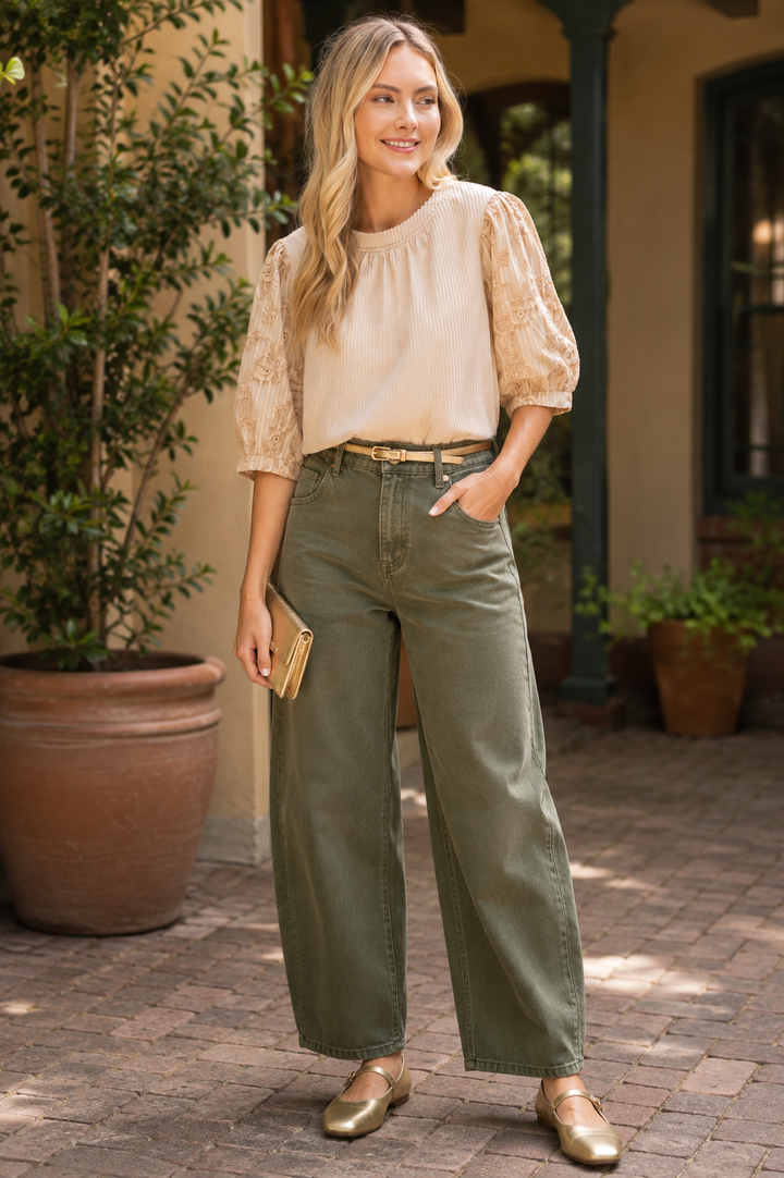 Corduroy Embroided Blouse