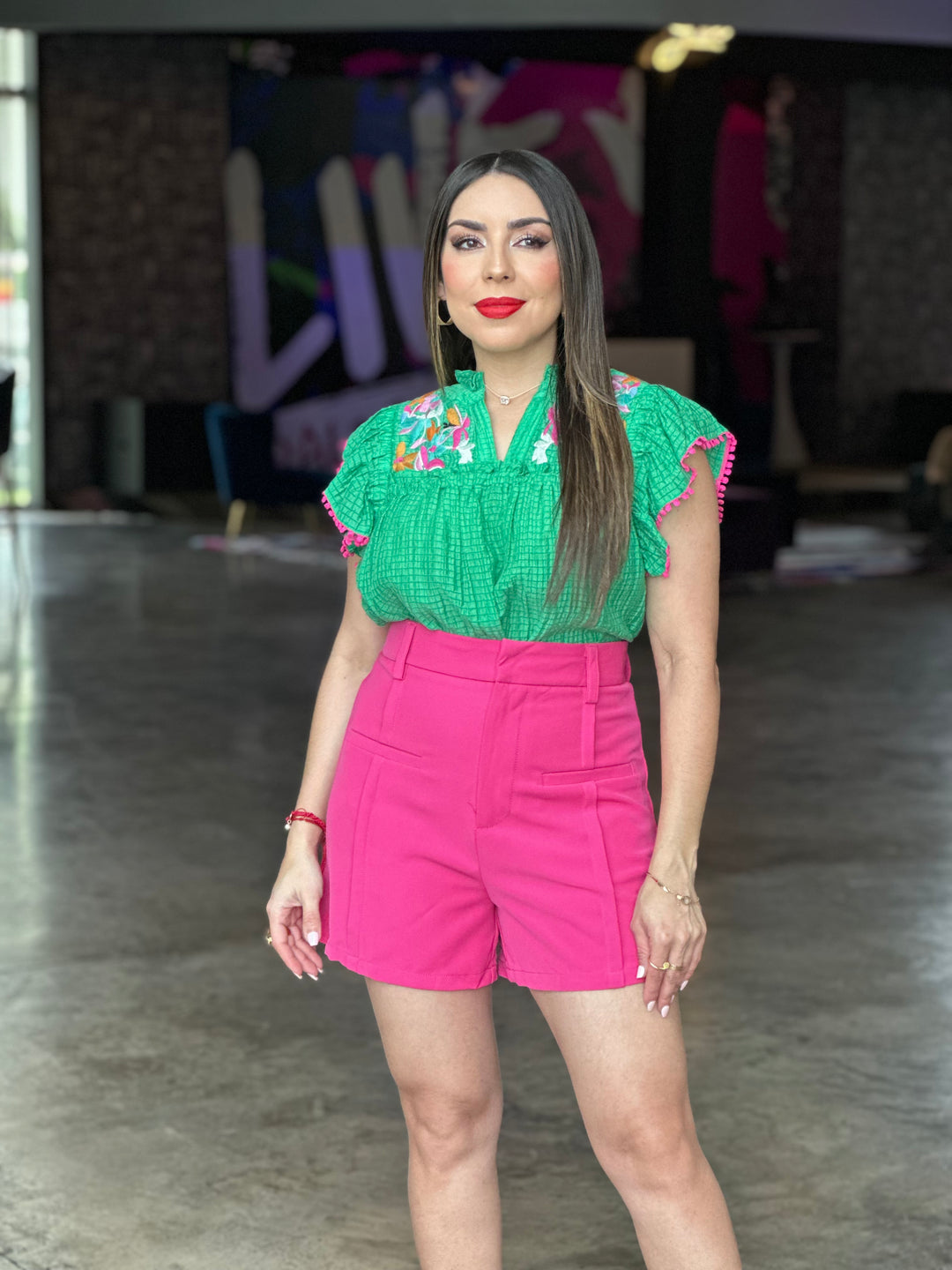 Embroidered Green Top