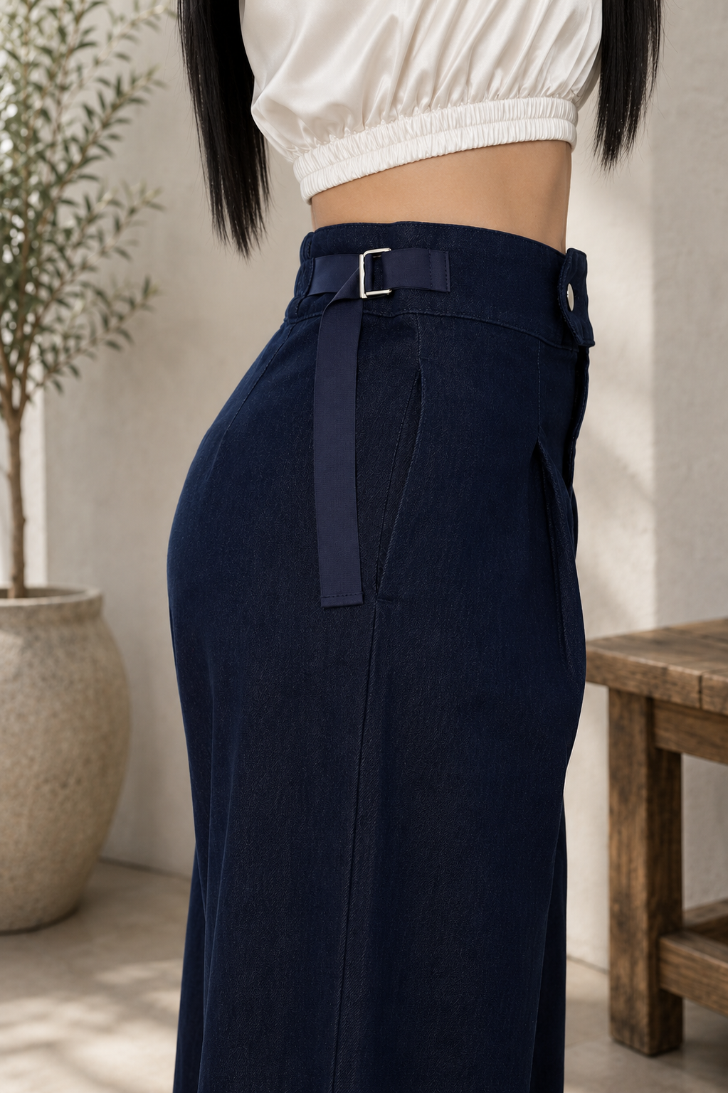 Dark stone Wideleg Jean