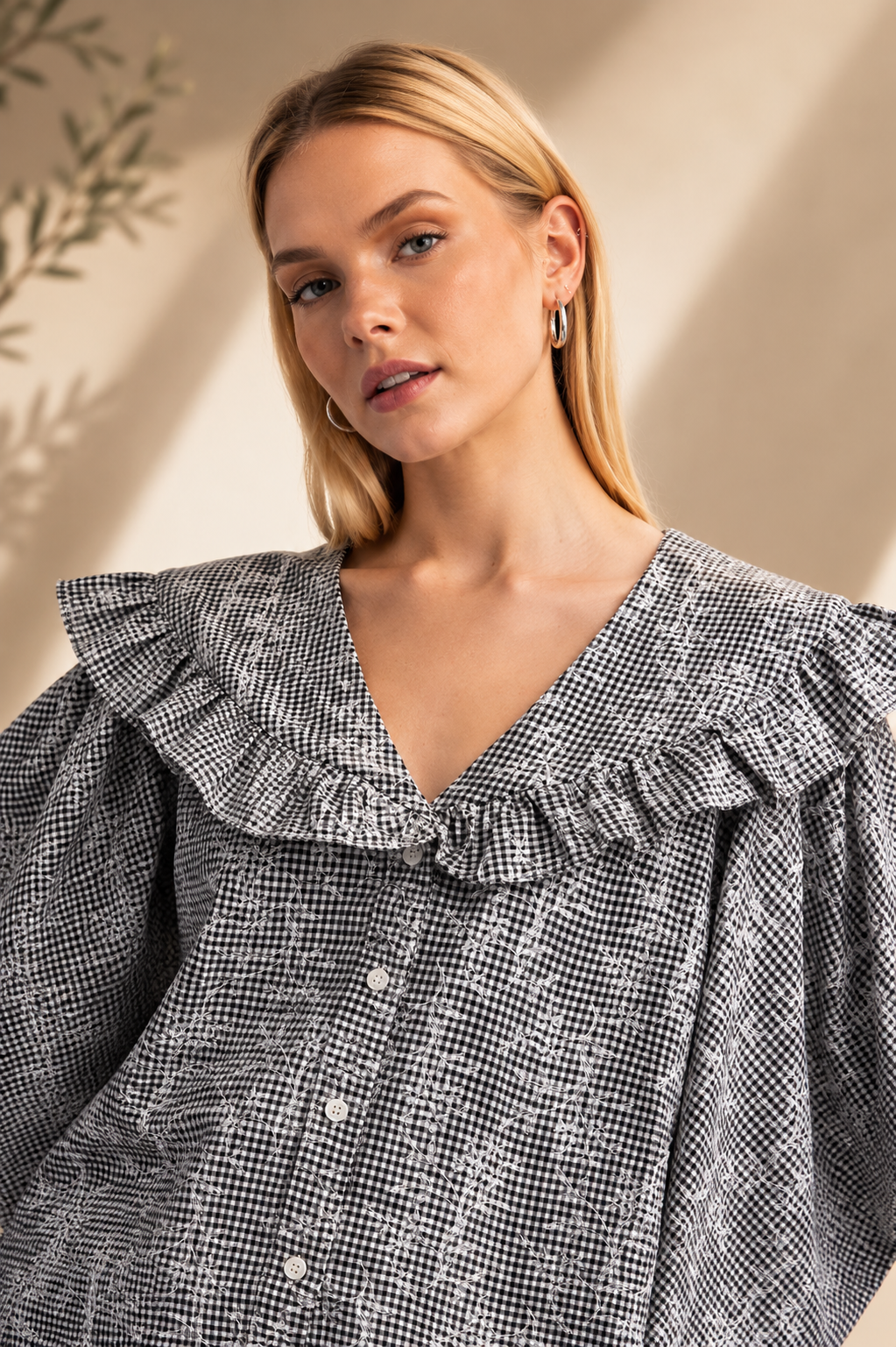Embroidered Two Tone Blouse