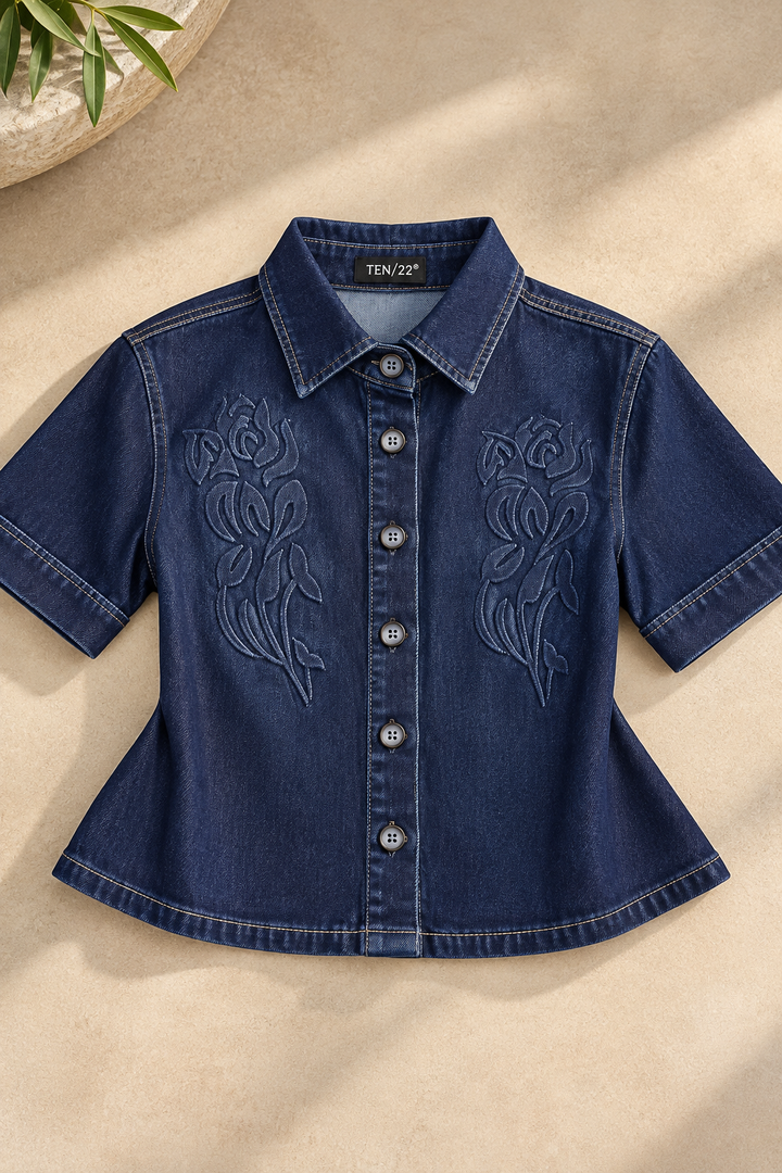 Embroided Darkstone Denim Set