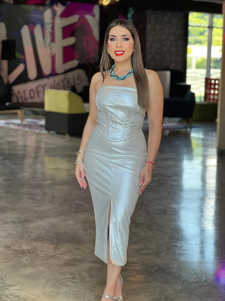 Metallic Corset Top & Skirt Set