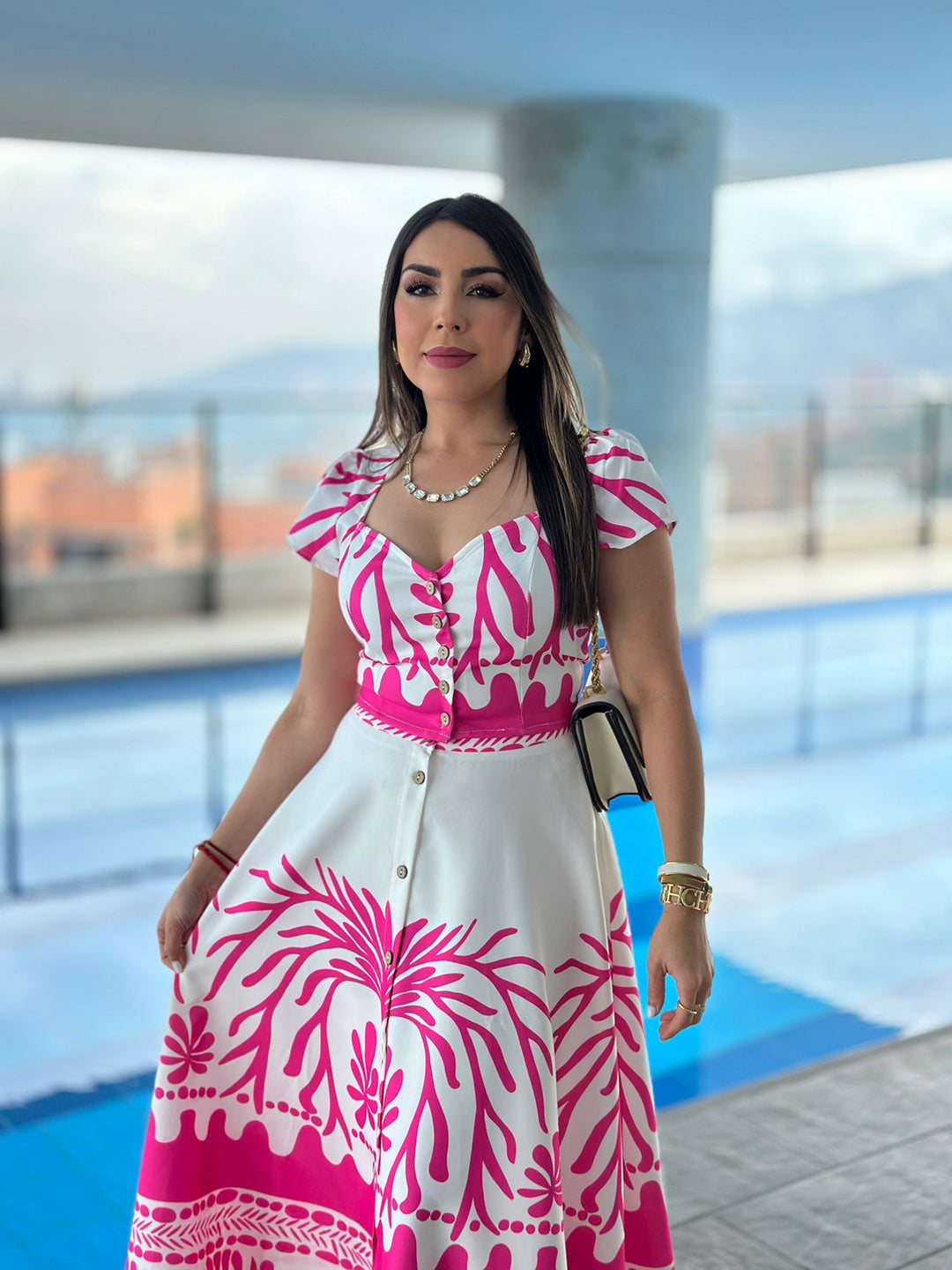 Pink Midi Skirt Set