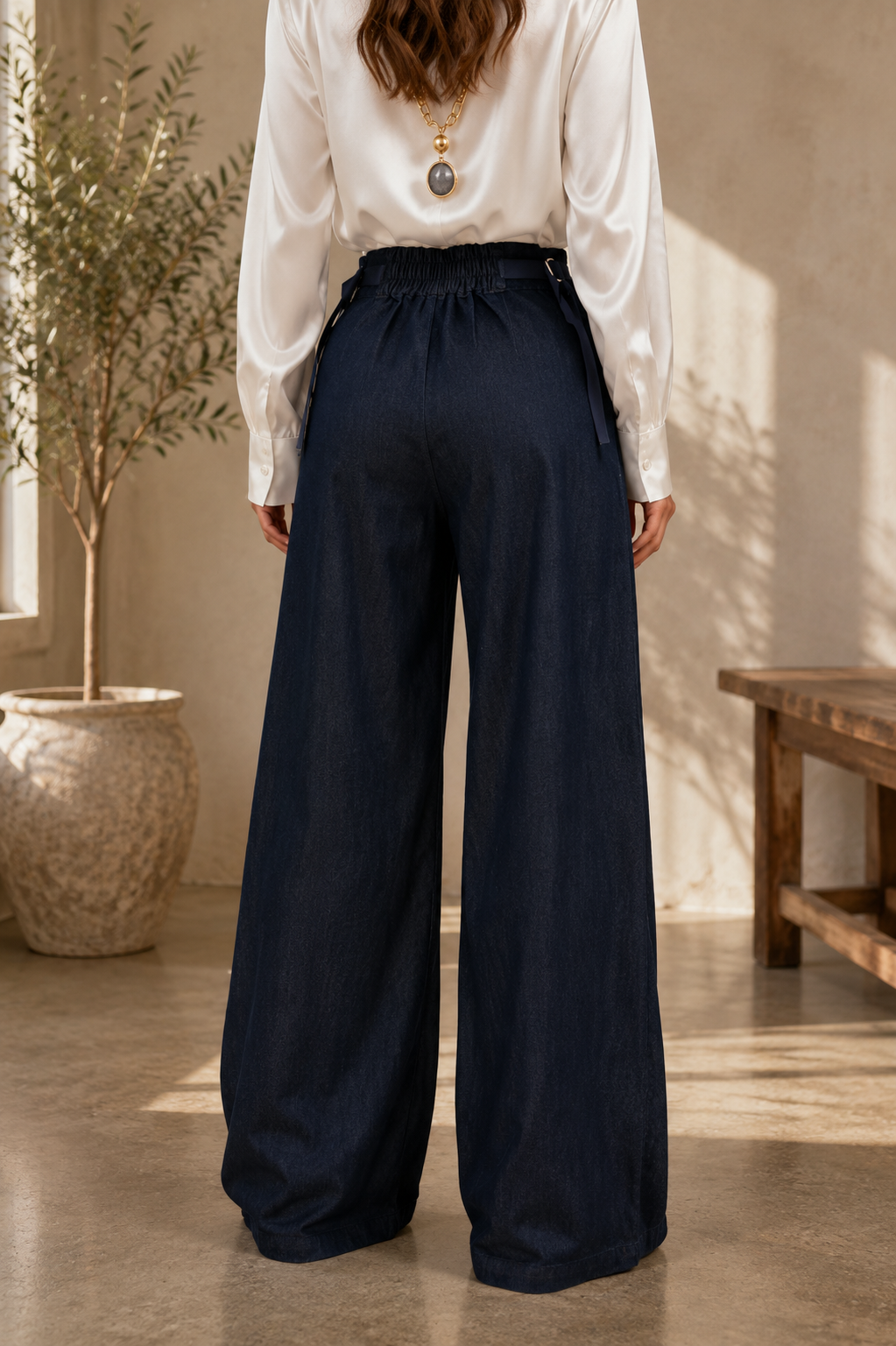 Dark stone Wideleg Jean