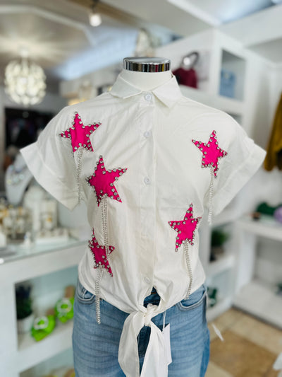 Shirt with Stars and Rhinestones