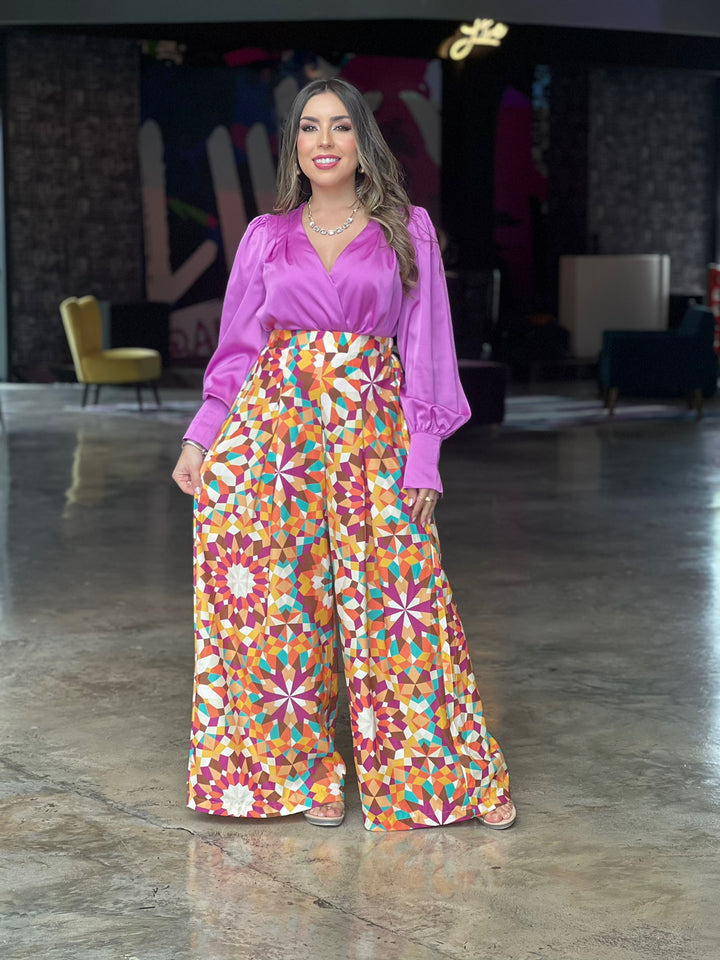 Wide Leg Printed Pants
