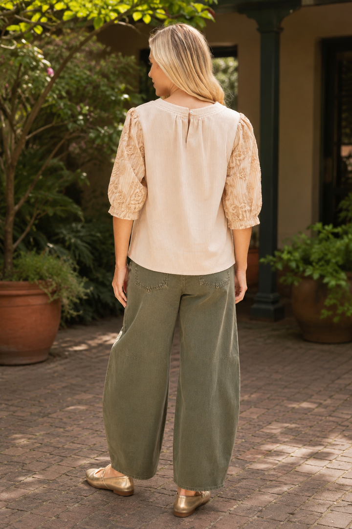 Corduroy Embroided Blouse