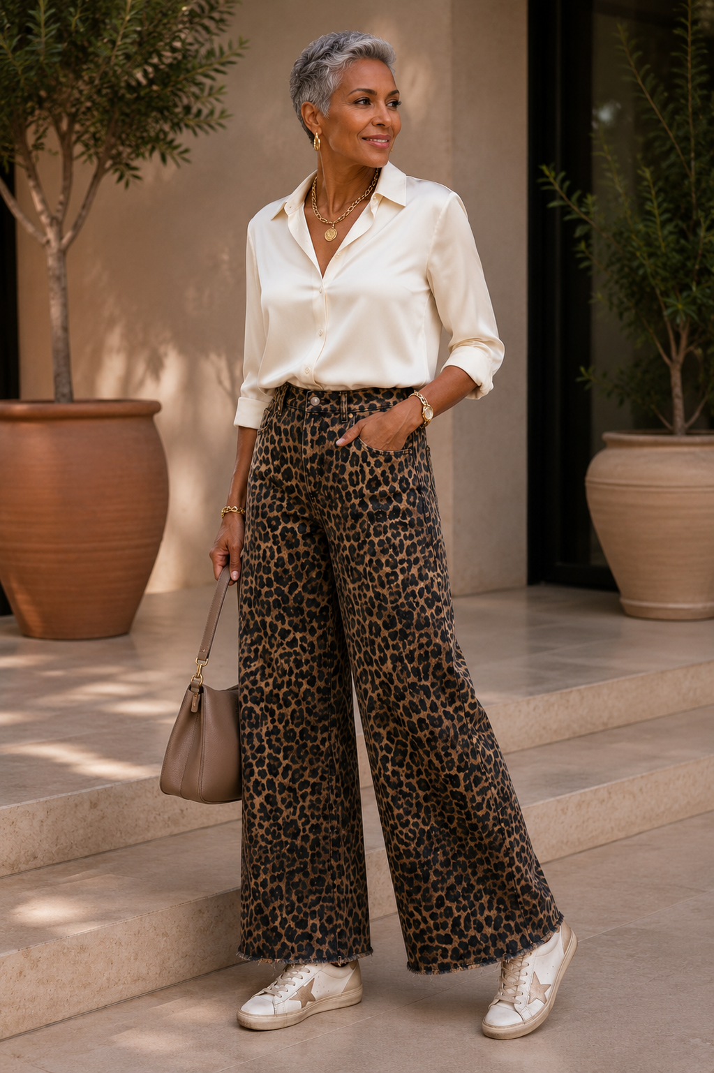 Leopard Wide Leg Jean
