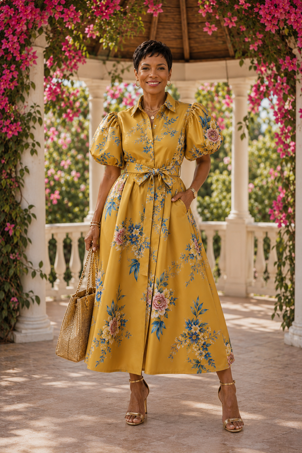 Golden Garden Midi Dress
