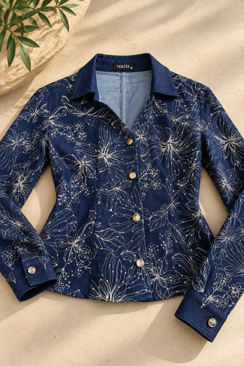Star Embroided Denim Set