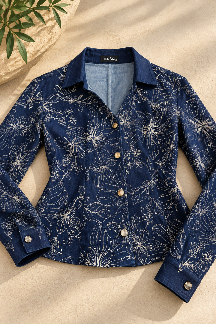 Star Embroided Denim Set