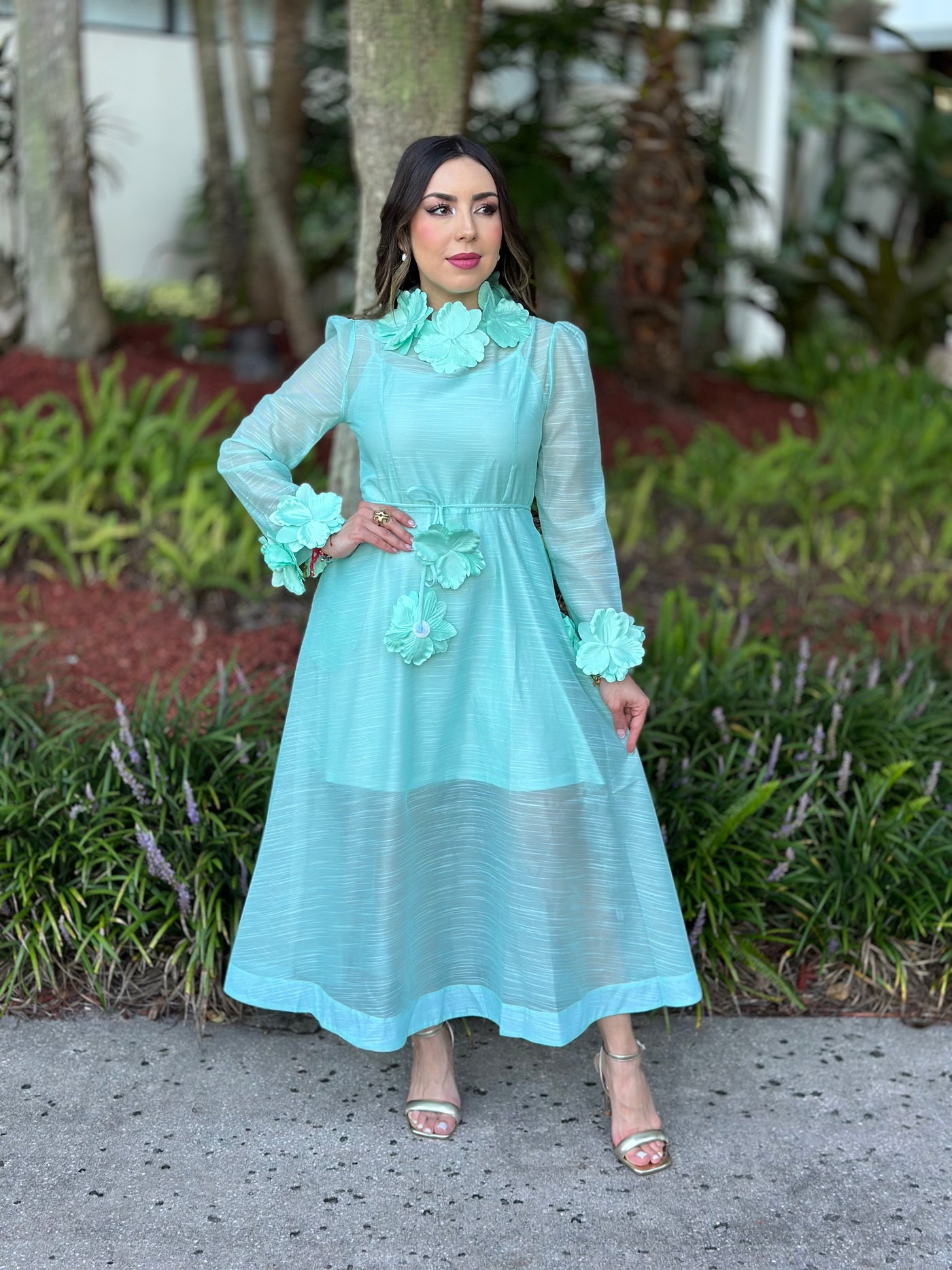 Mint Organza Long Dress