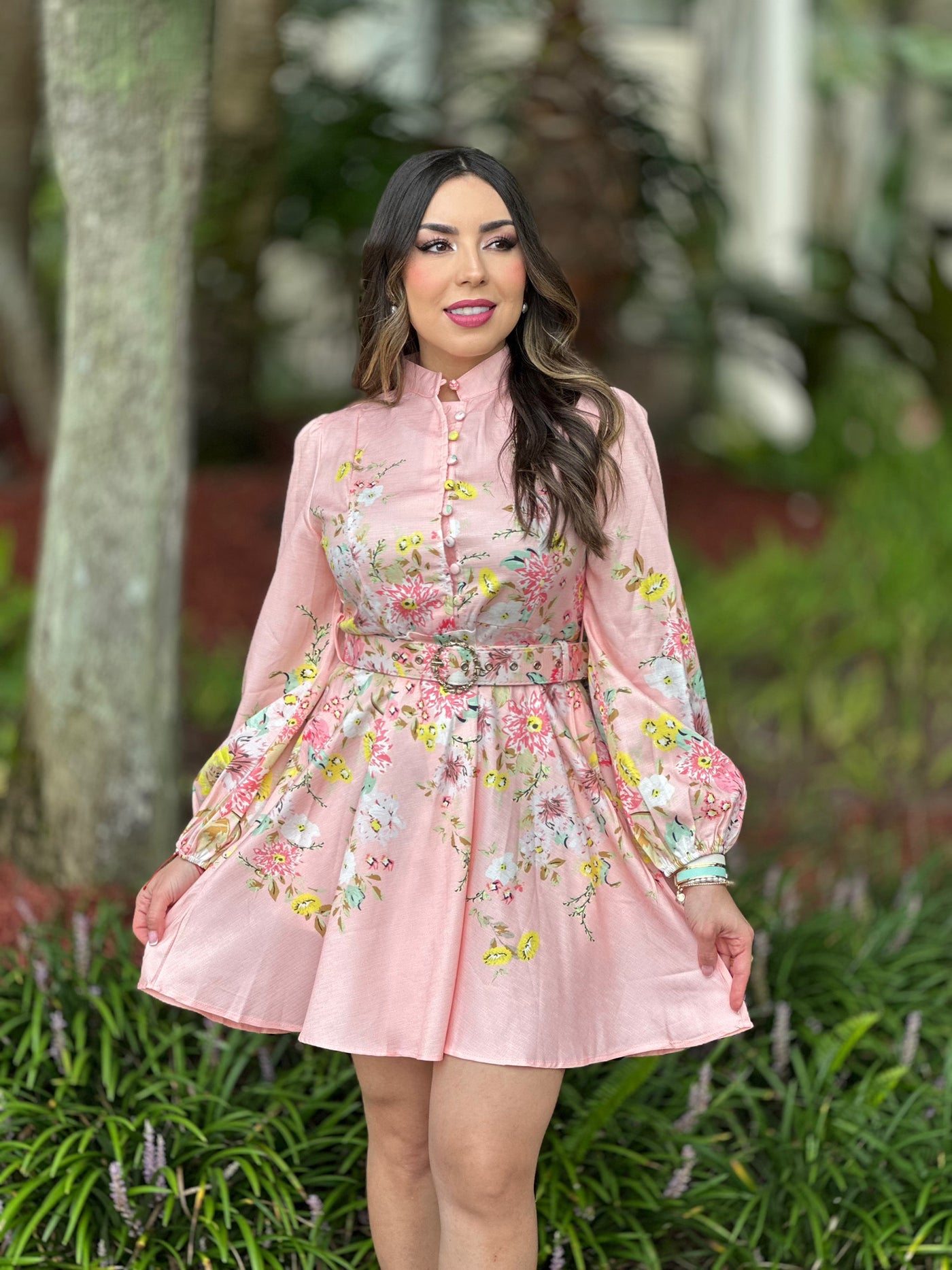 Pink Floral Short Dress