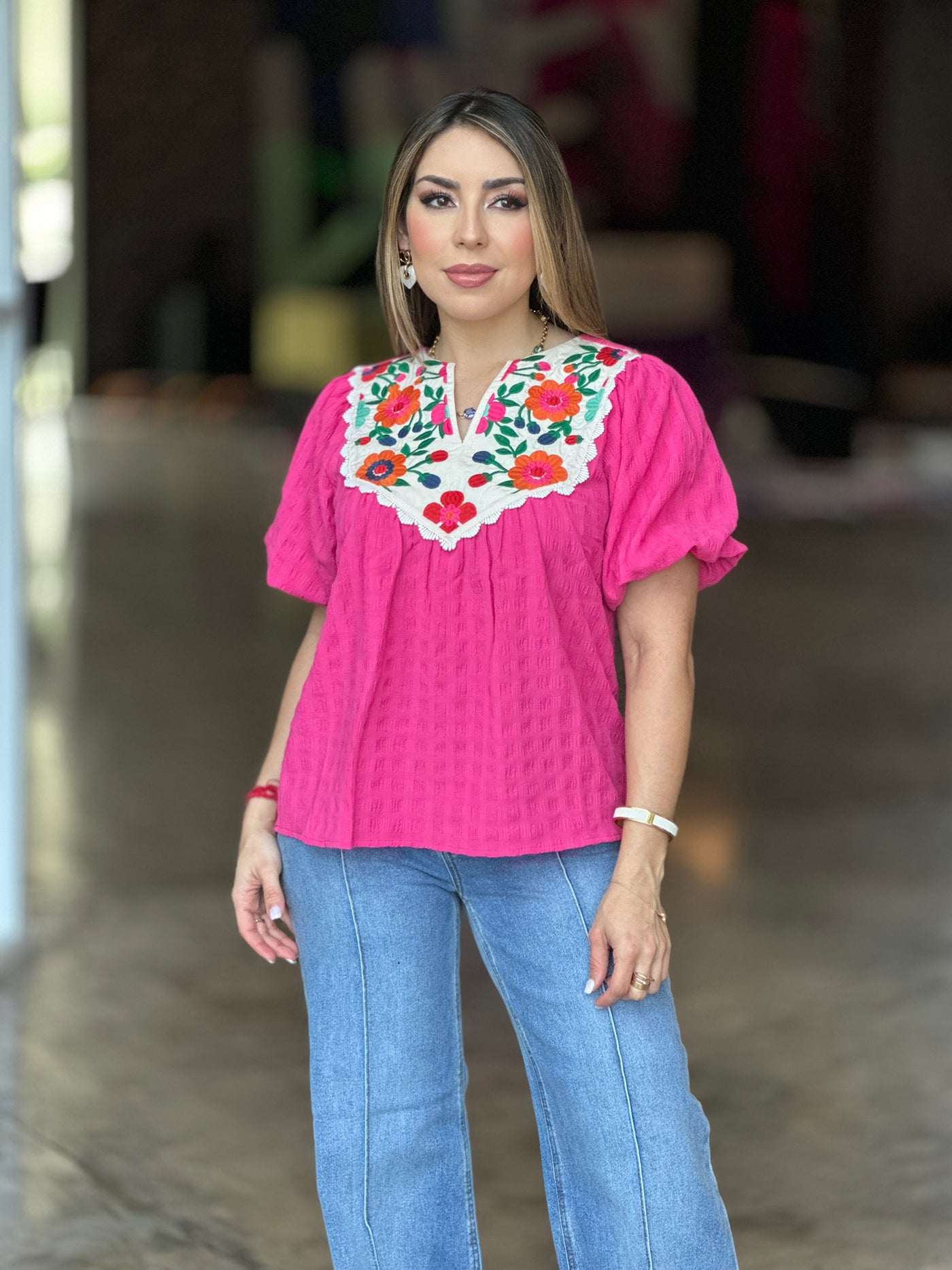 Embroidered Floral Top