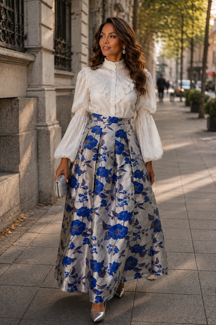 Royal Blue Garden Maxi Skirt