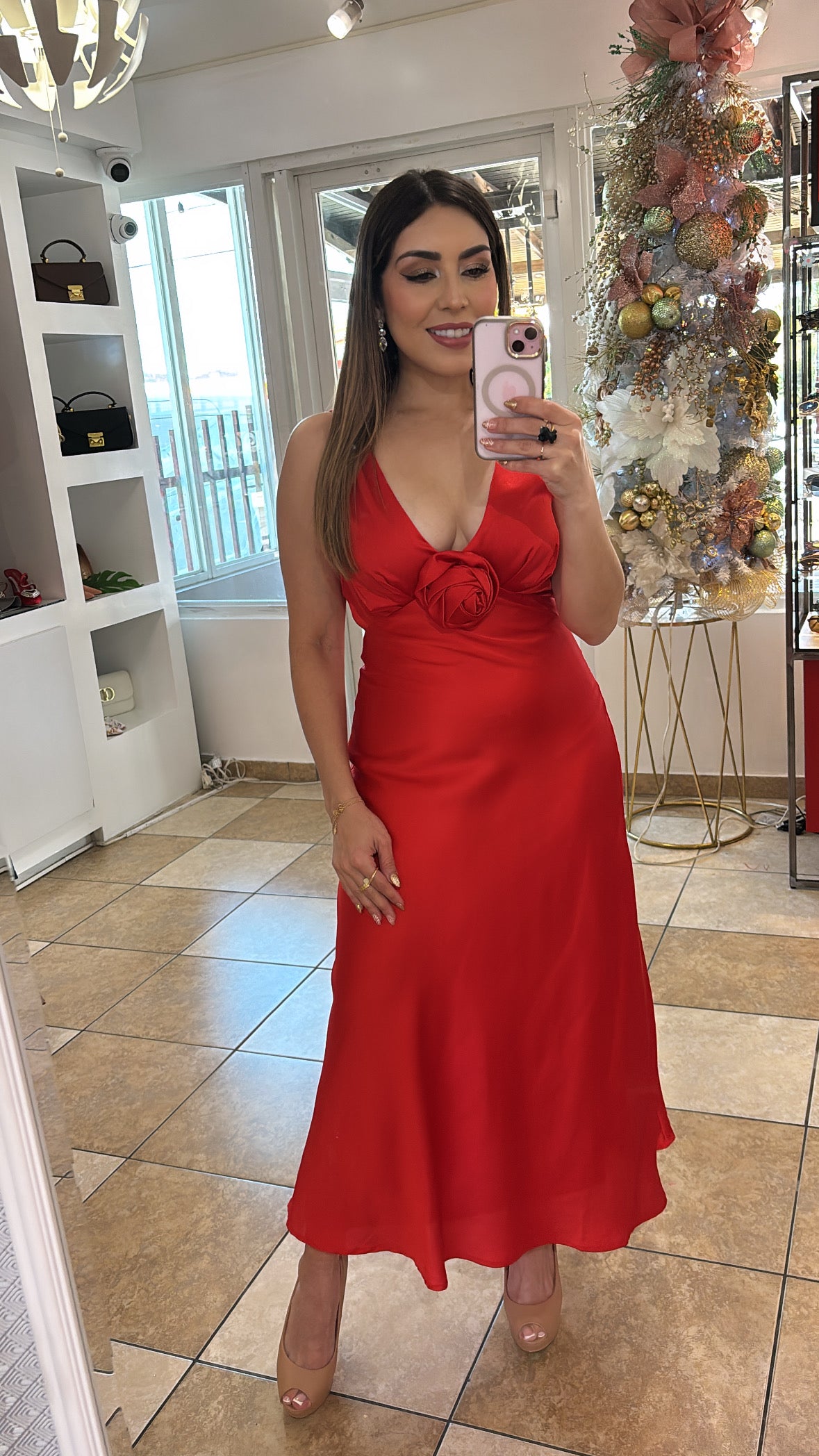 Satin Red Dress