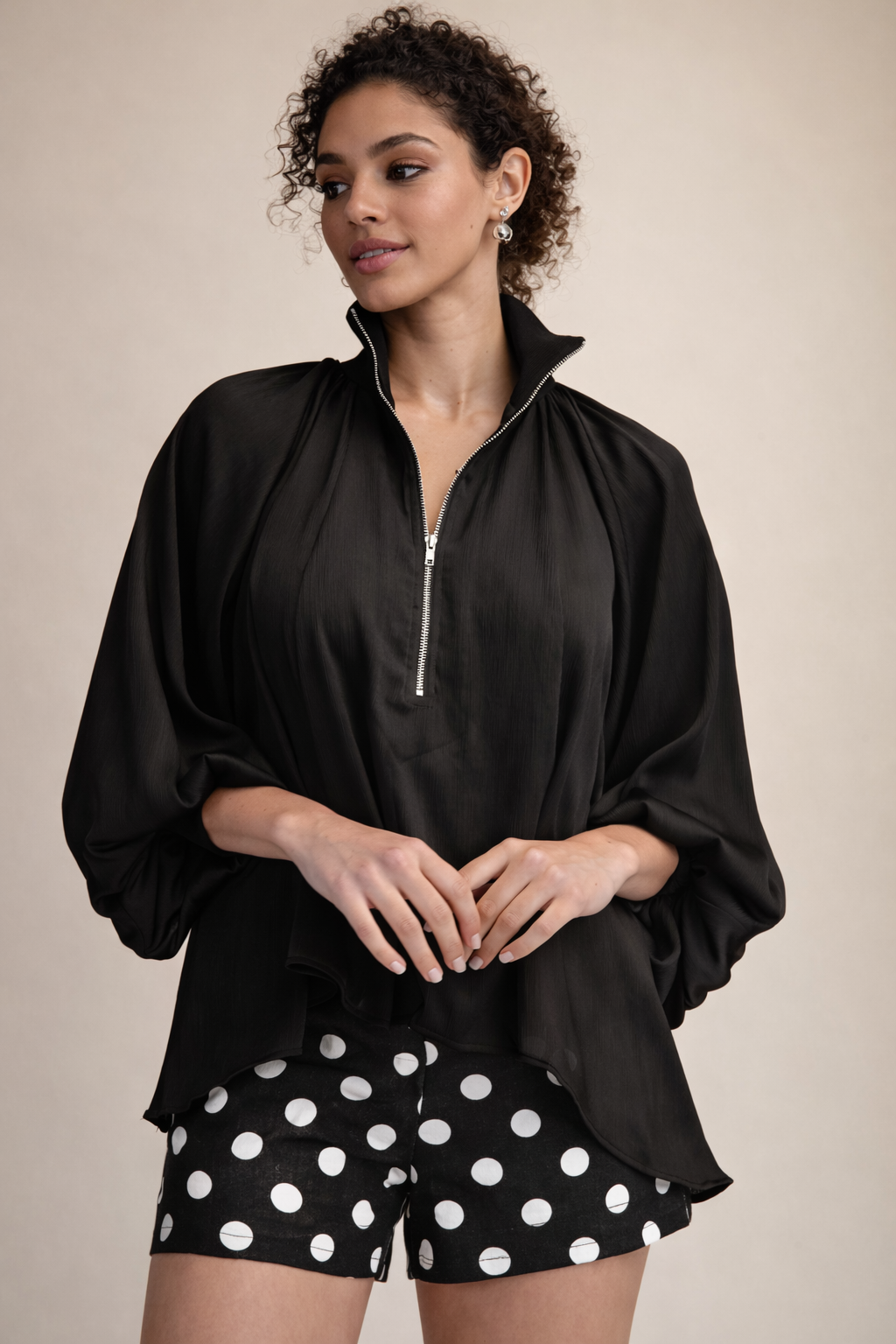 Satin Turtleneck Tunic