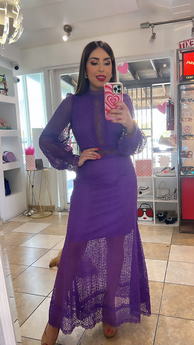 Purple Crochet Maxi Dress