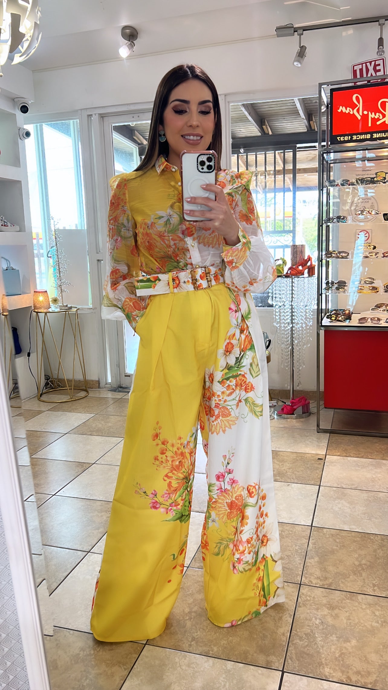 Yellow Floral Pant Set