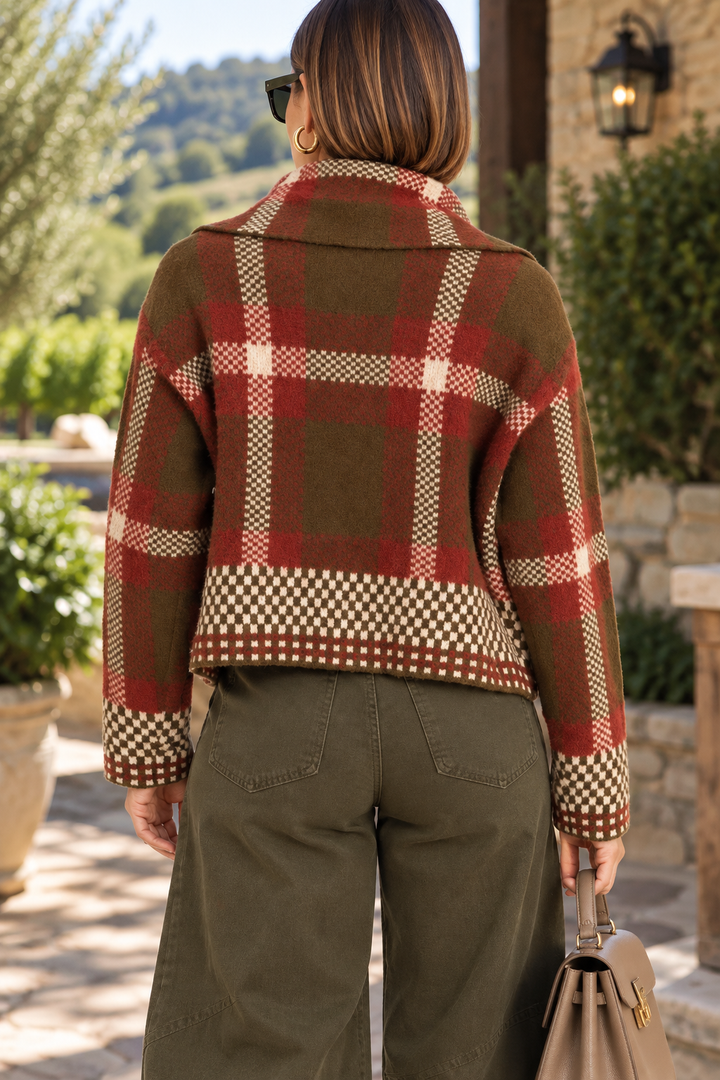 Autumn Checkered Cardigan
