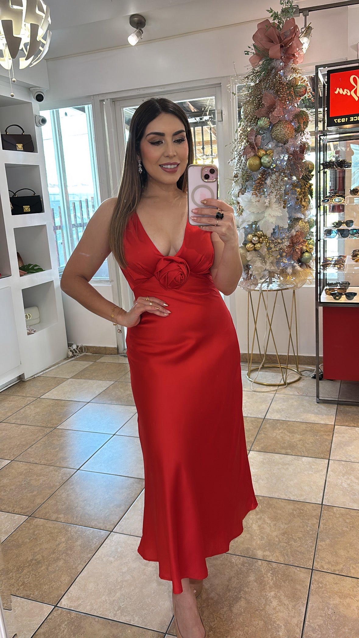 Satin Red Dress