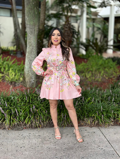 Pink Floral Short Dress