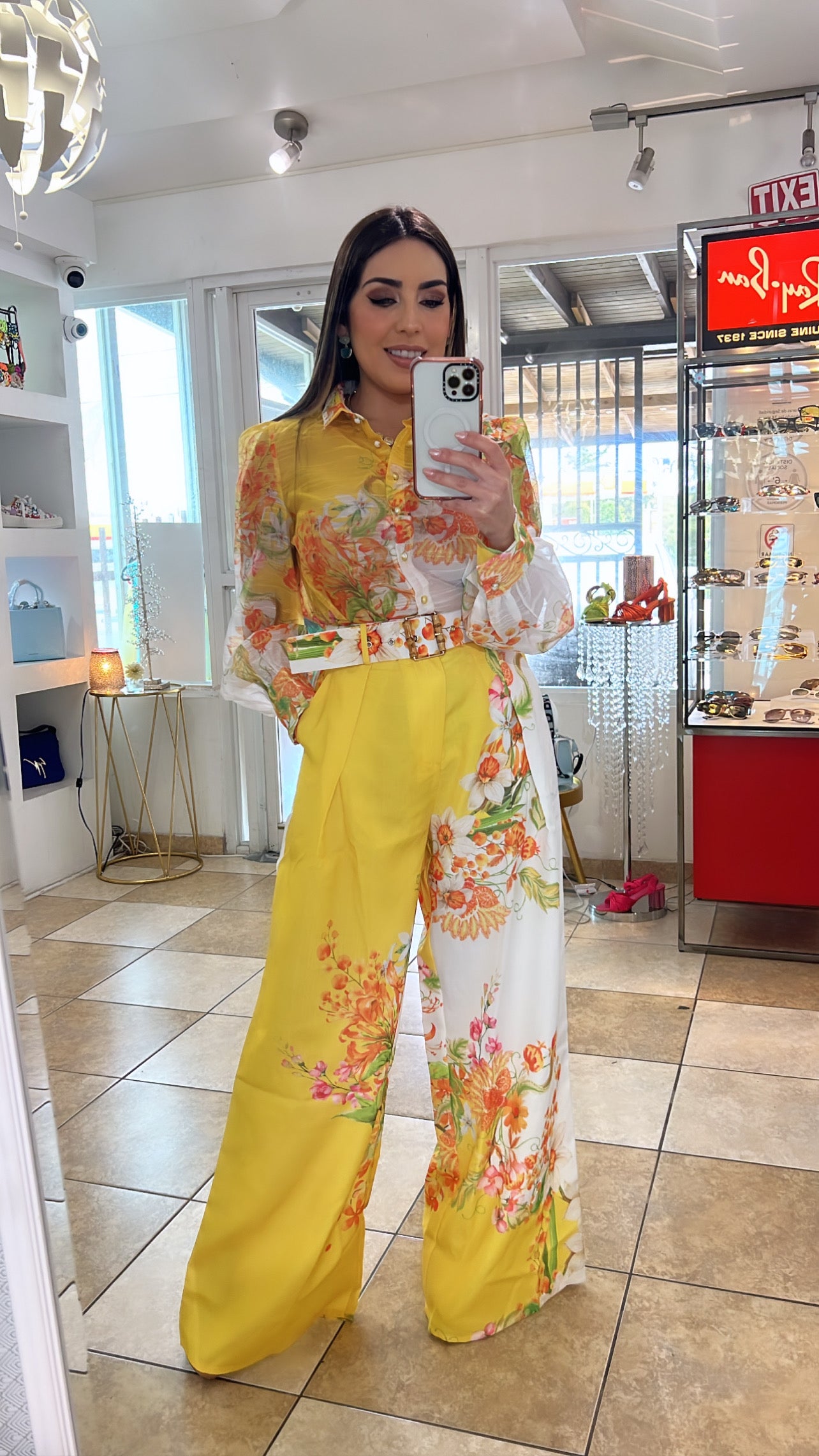 Yellow Floral Pant Set