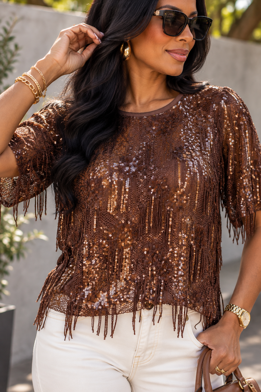Sequin Chocolate Blouse