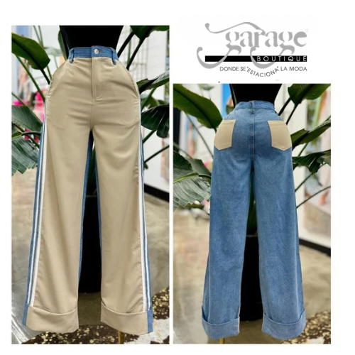 Denim Contrast Pants