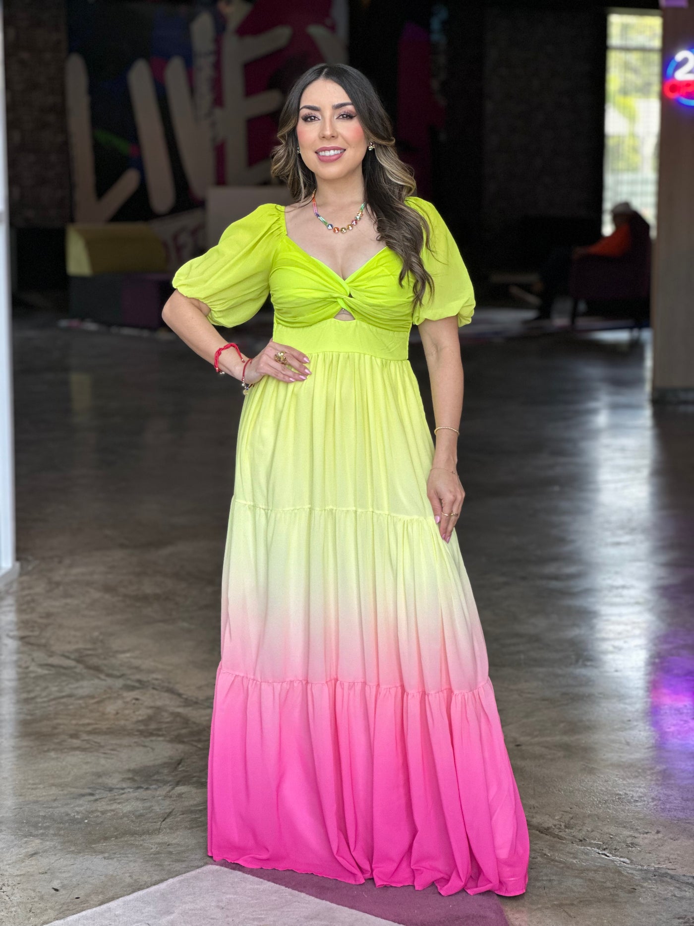 Lime Pink Maxi Dress