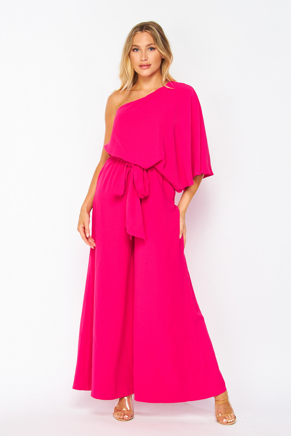 Fuschia One Shoulder Jumpsuit