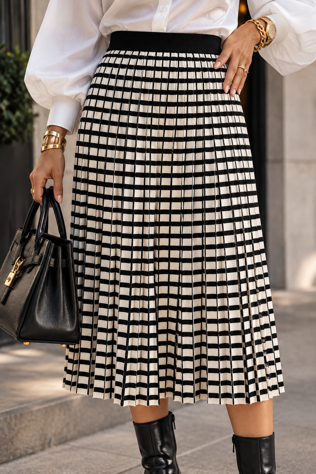Checkered Knitted Gracia Skirt