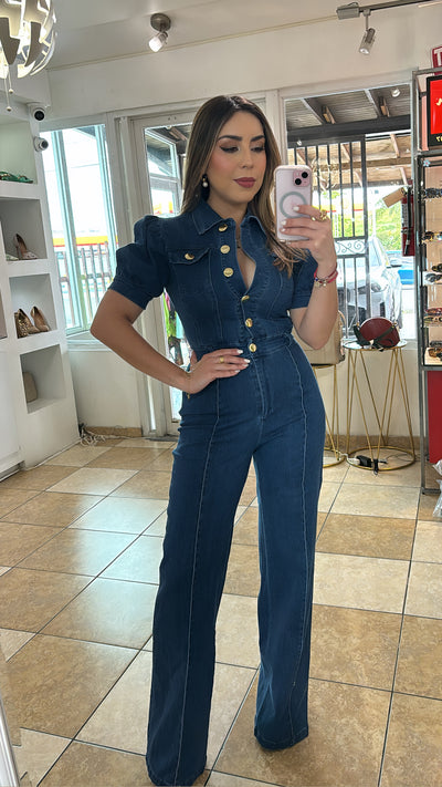 Stretch Denim Jumpsuit