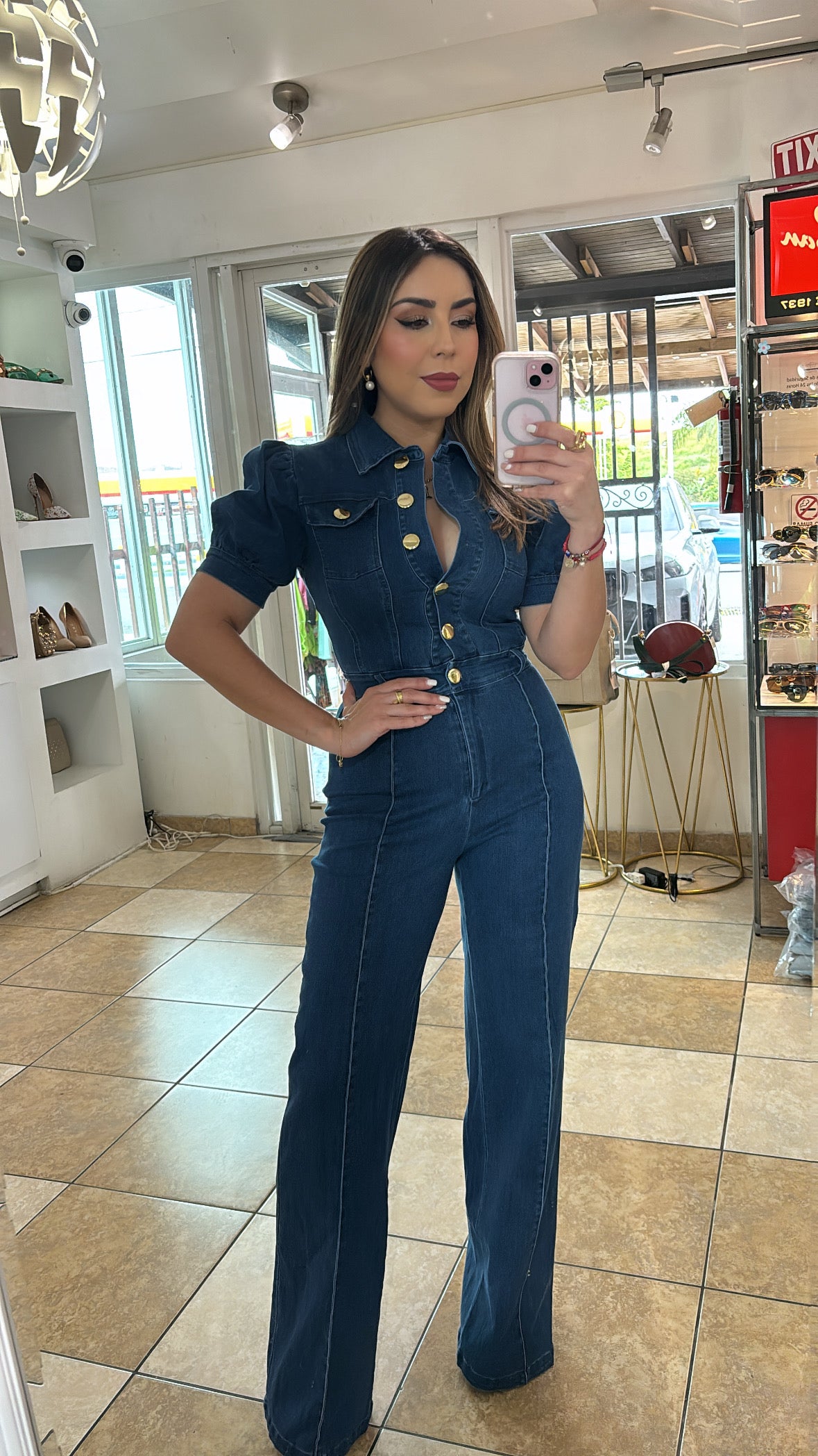 Stretch Denim Jumpsuit