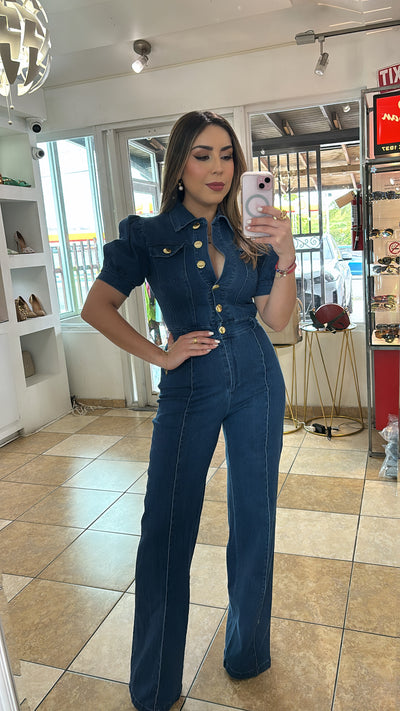 Stretch Denim Jumpsuit