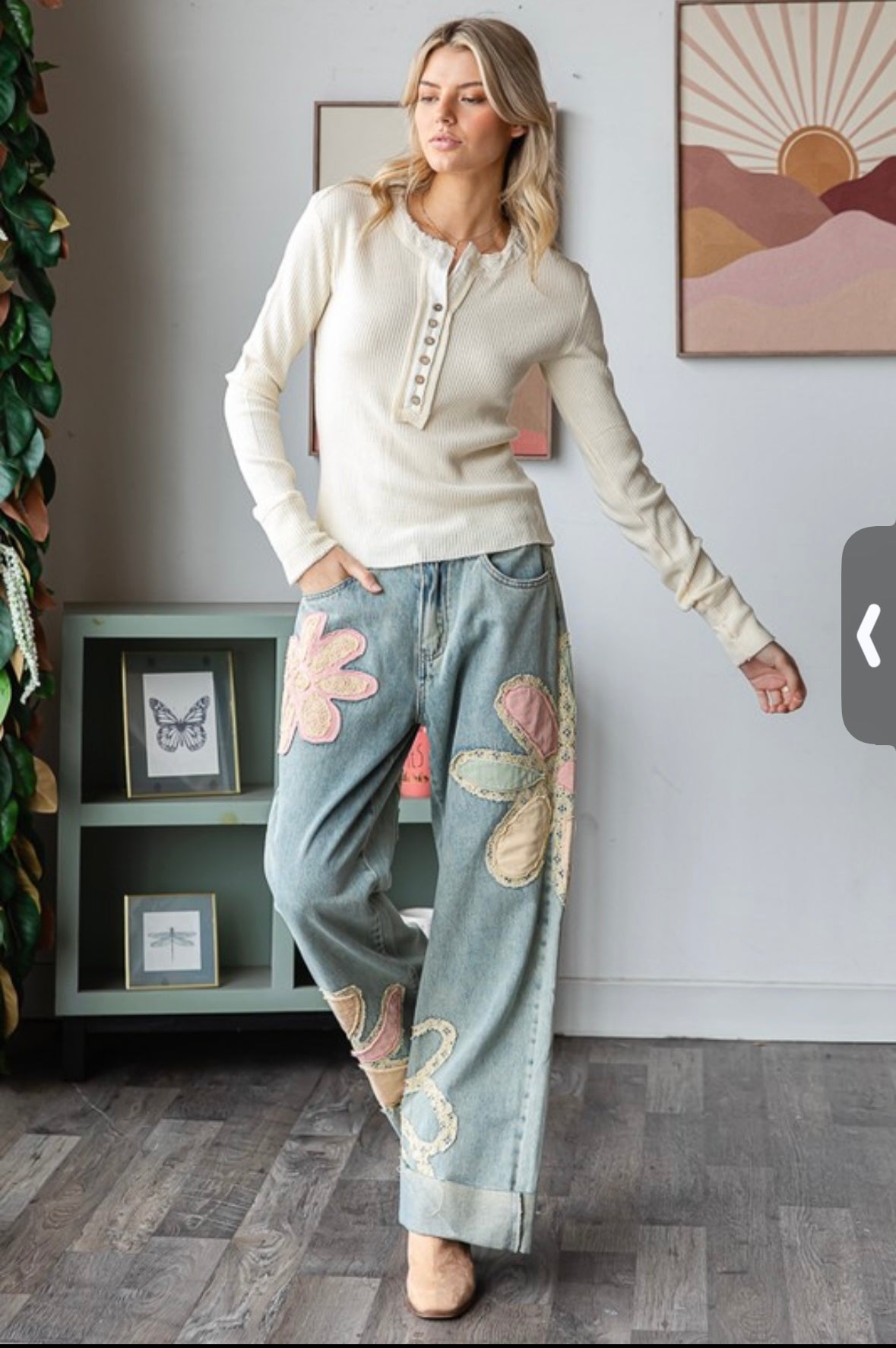 Flower Wideleg Jean
