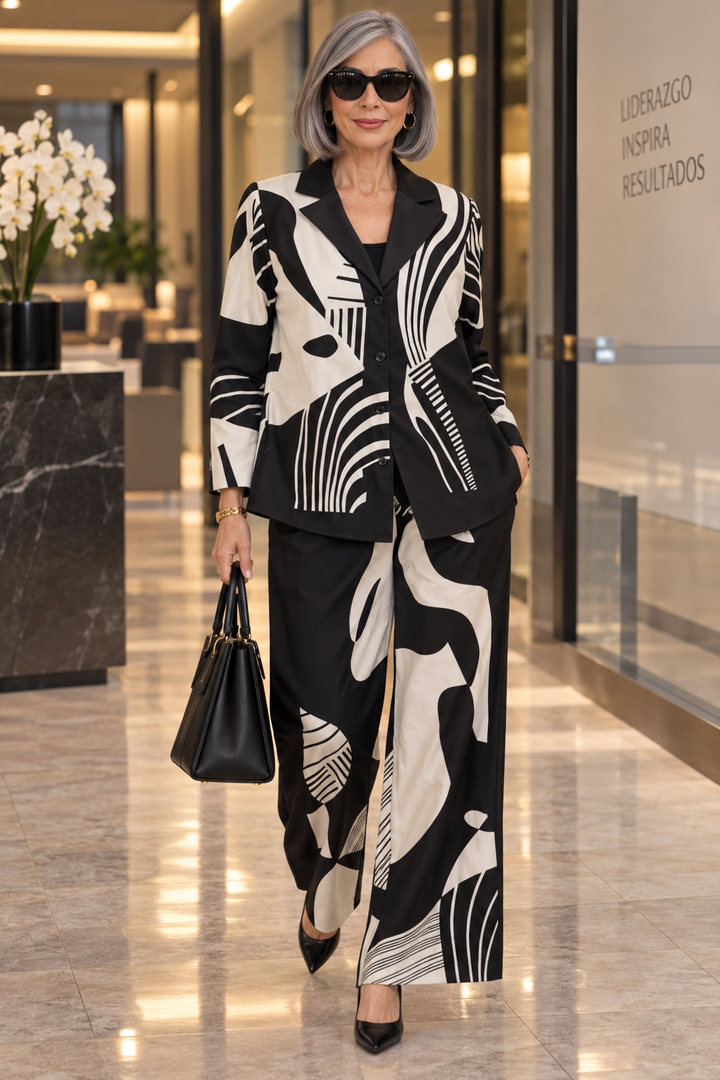 Abstract Blazer Set
