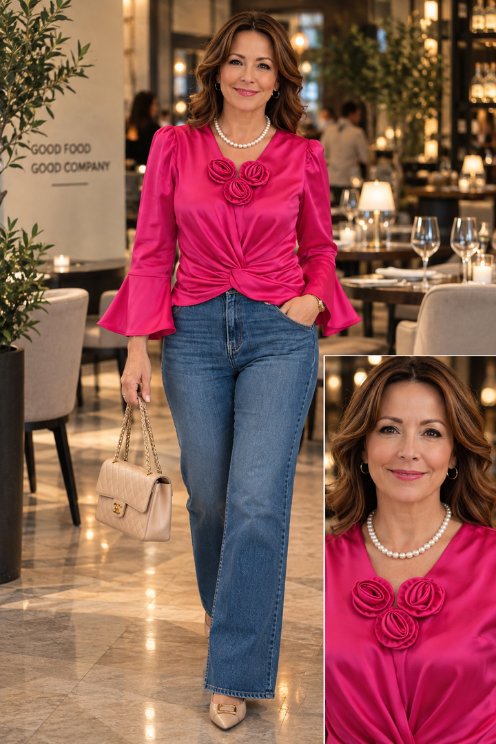 Rose Satin Blouse