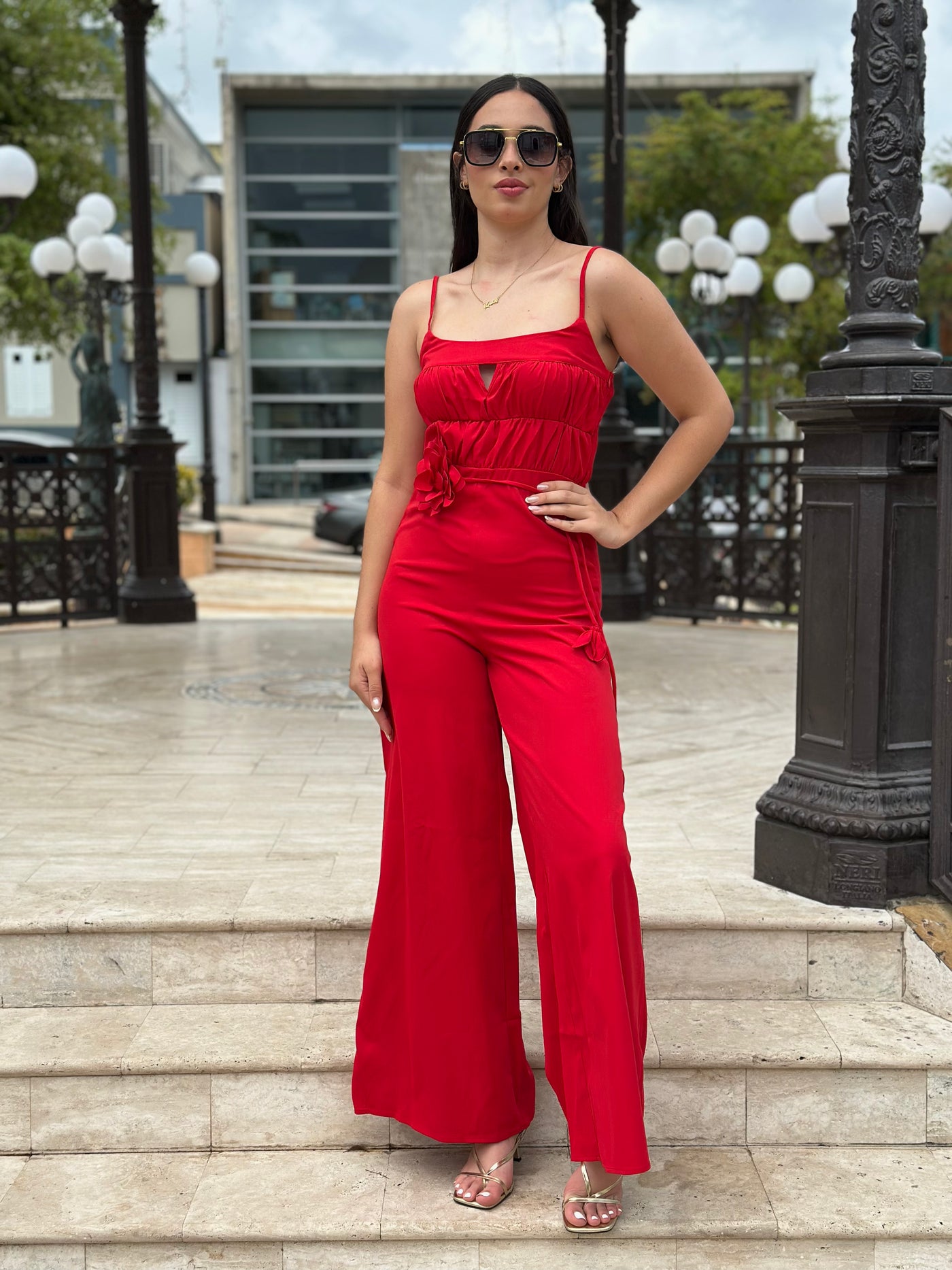 Flower Red Jumpsuit