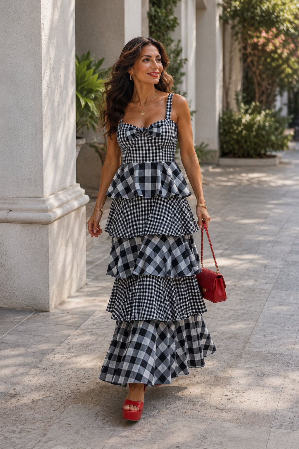 Flared Checkered Dress