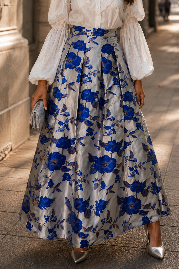Royal Blue Garden Maxi Skirt